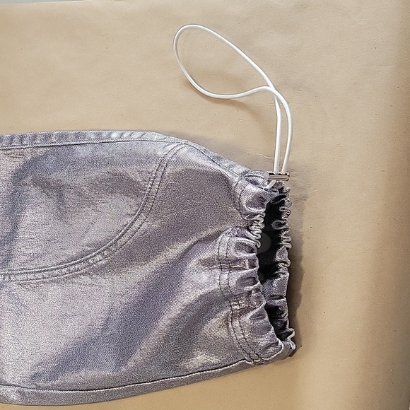 iToo Size S Silver Metallic Cargo Pants / Jeans, NEW with Tag! - Picture 13 of 16